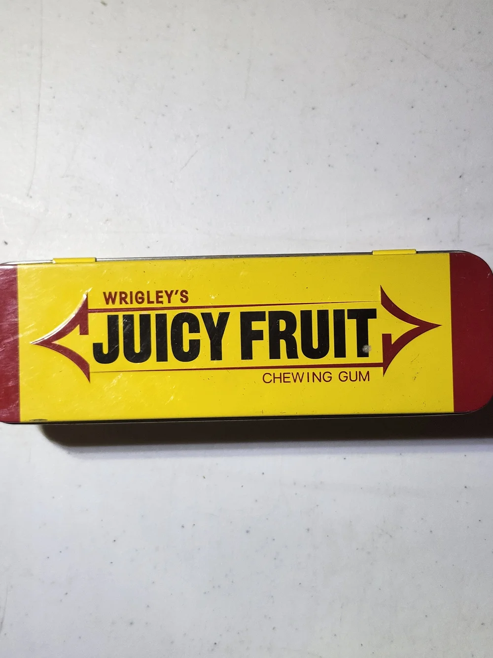 Wrigley's Juicy Fruit Chewing Gum Metal Tin - Yellow & Red